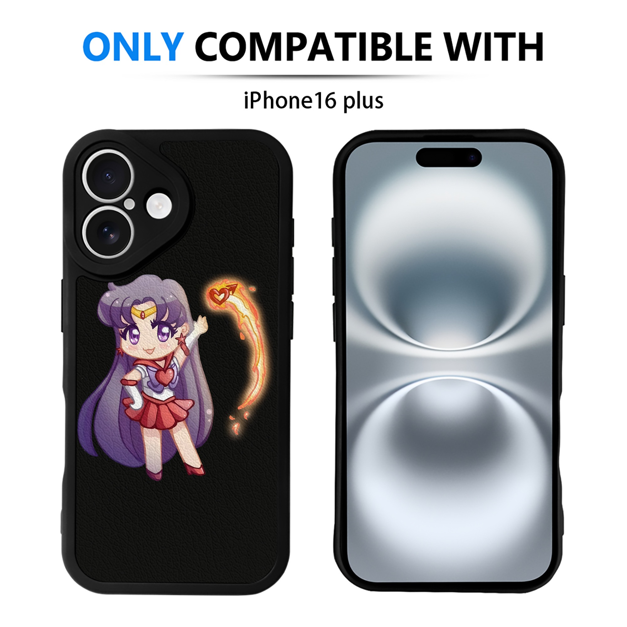 （画像用） 美少女戦士セーラームーン 火野レイ ひの レイ Sailor Moon Hino Rei （セーラーマーズ,Sailor Mars） 【iPhone 16シリーズ対応】シリコンスマホケース（レザー調） 材質：シリコン
